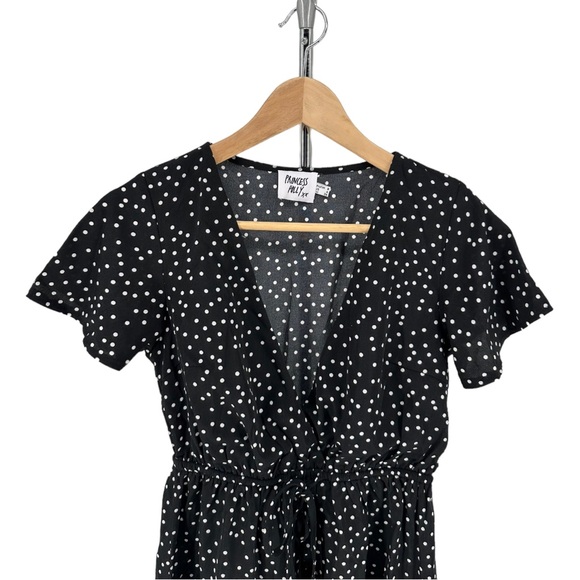 Princess Polly Bobbie Mini Dress Black Polka Dots size 4 V Neck Short Sleeve - Picture 5 of 14